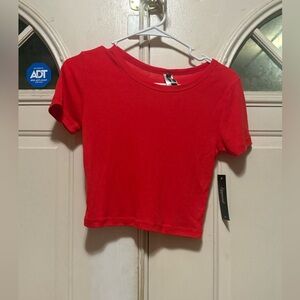 Women's Red Ribbed Crop Top - Unbranded